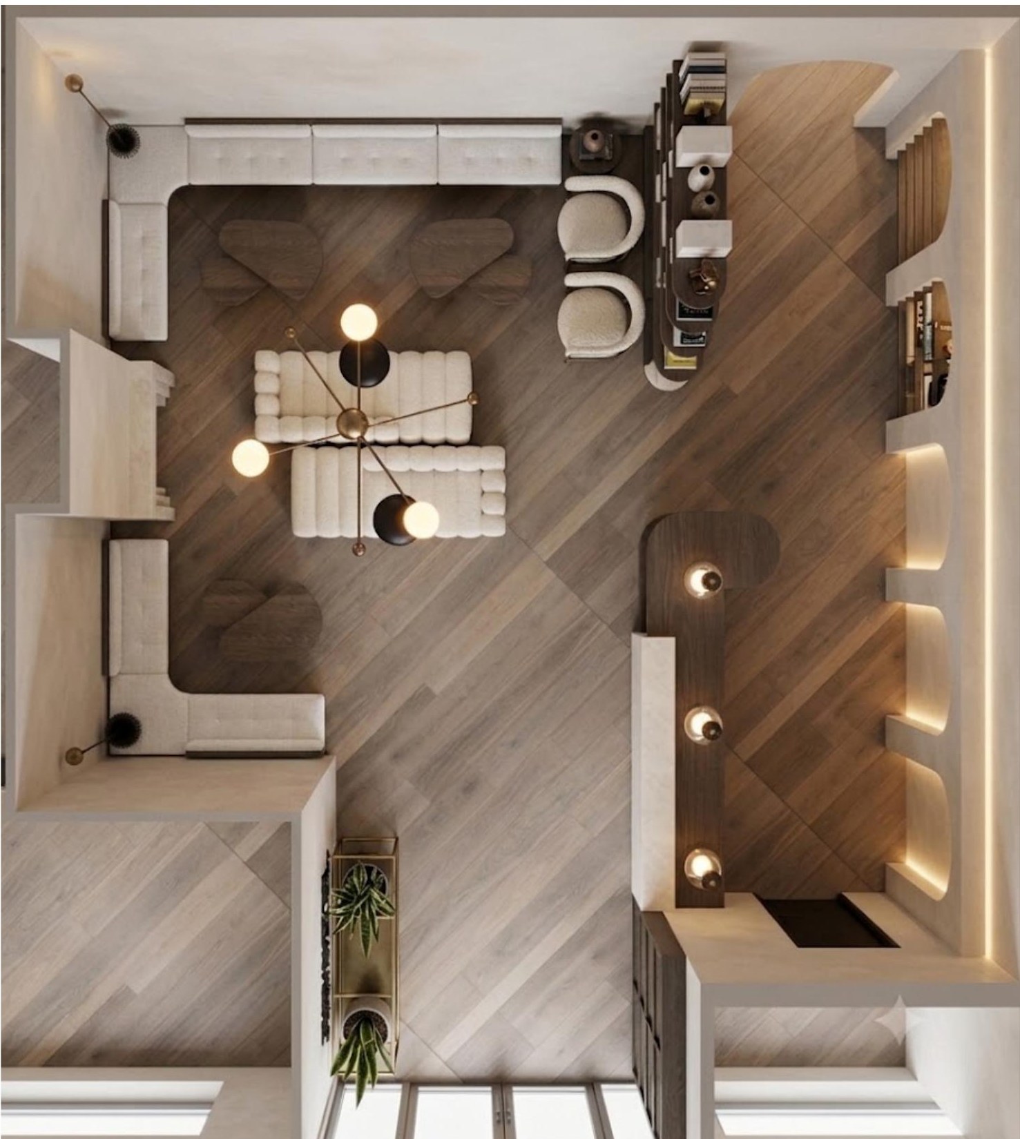Top view of the Crossroads Medical Clinic waiting lounge seating arrangement